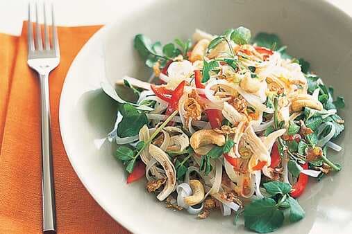 Chicken And Noodle Salad With Cashews And Grapefruit Chilli Dressing