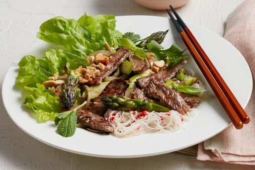 Chilled Noodle Salad With Wok-Seared Beef And Asparagus