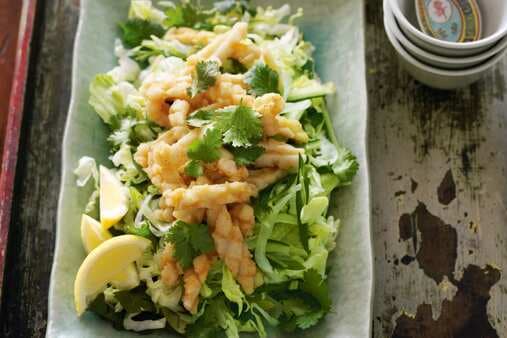 Chilli Salt And Pepper Squid With Cucumber And Coriander Salad