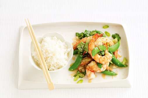 Chinese Steamed Prawns With Sugar Snap Peas