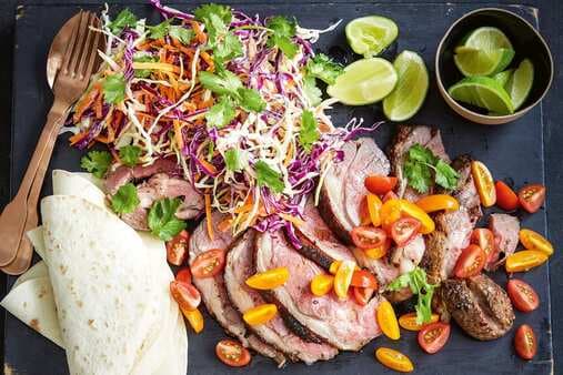 Chipotle-Crusted Roast Lamb With Lime Coleslaw