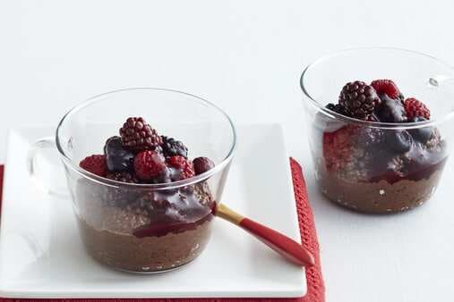 Chocolate Chia Seed And Berry Pudding