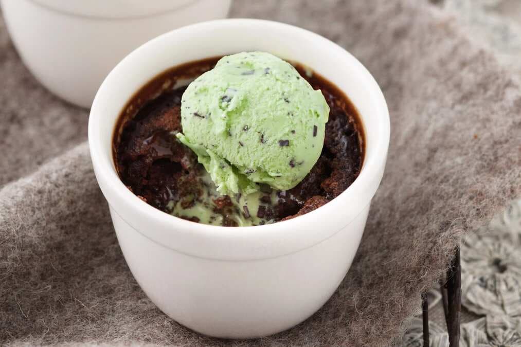 Chocolate Puddings With Mint Ice-Cream
