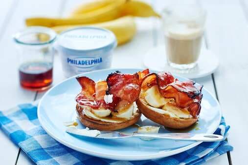 Cream Cheese And Maple Bacon Bagel With Banana