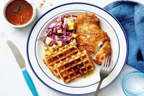 Crunchy Chicken And Waffles With Chilli Thyme Maple