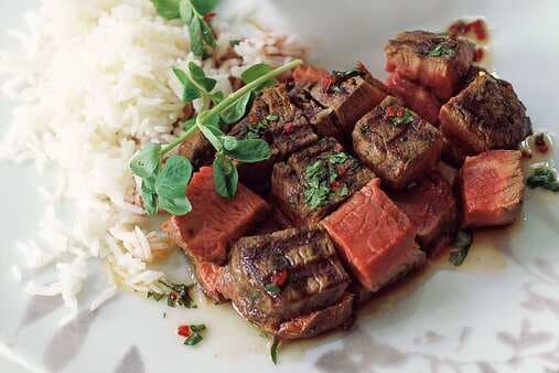 Cubed Steak With Chilli And Coriander Dressing