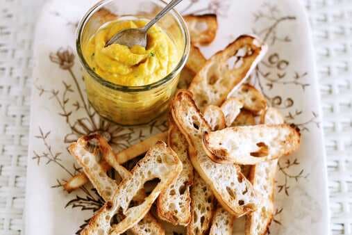 Cumin And Pumpkin Dip With Turkish Bread Wafers