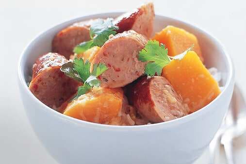 Curried Sausages With Pumpkin