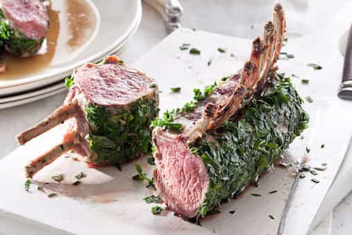 Dijon & Herb-Crusted Lamb With Bacon