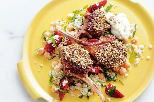 Dukkah-Crusted Lamb Cutlets With Strawberry Couscous