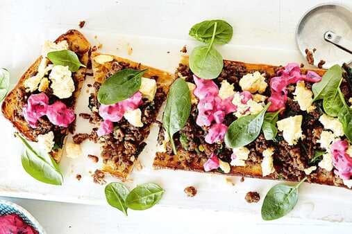 Lamb And Spinach Turkish Pizza