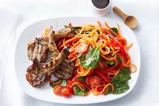 Sweet Potato Noodles With Minted Lamb