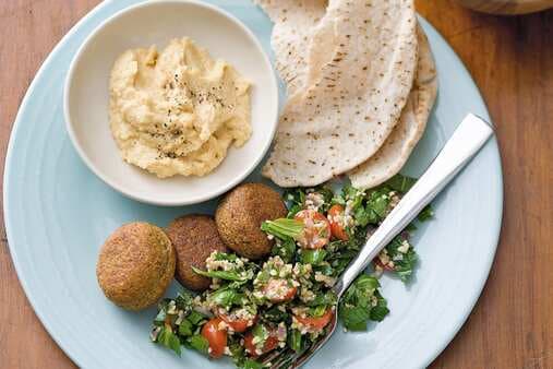 Falafel With Tabouli And Chickpea Dip