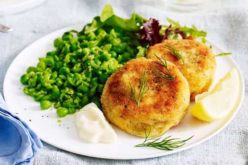 Fish Cakes With Smashed Peas And Lemon