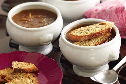 French Onion Soup With Parmesan Croutons