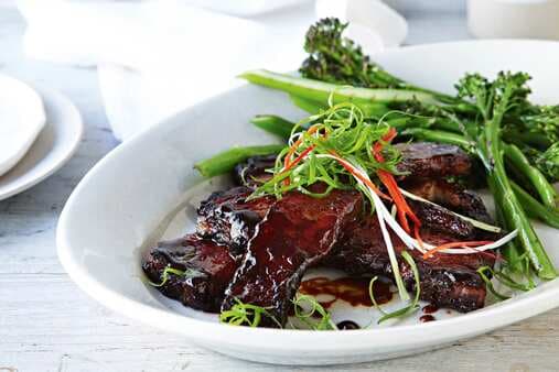 Glazed Hoisin Pork Belly With Chargrilled Broccolini