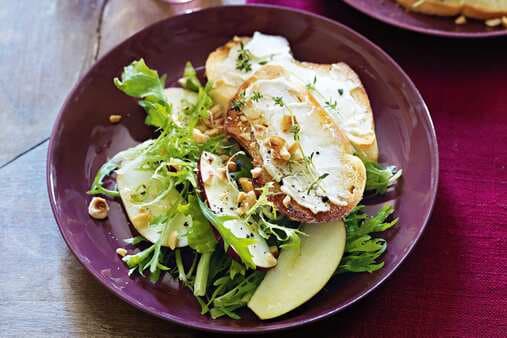 Goats Cheese Croutes With Endive Apple & Hazelnut Salad