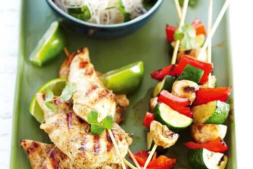 Green Curry Chicken And Vegetable Skewers