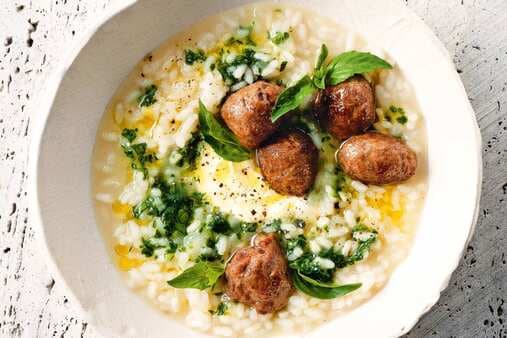 Green Risotto With Sausage