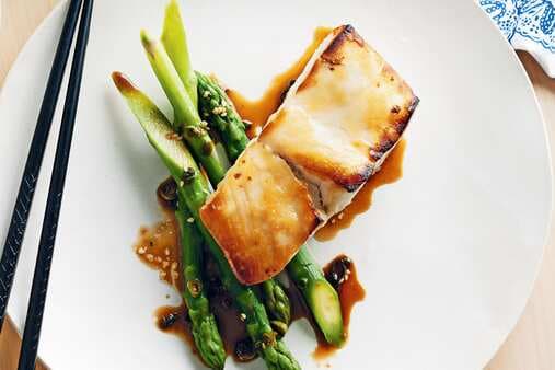 Grilled Miso Fish With Soy And Sesame Asparagus