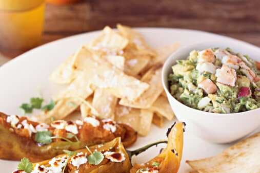 Guacamole With Prawns And White Tortilla Chips