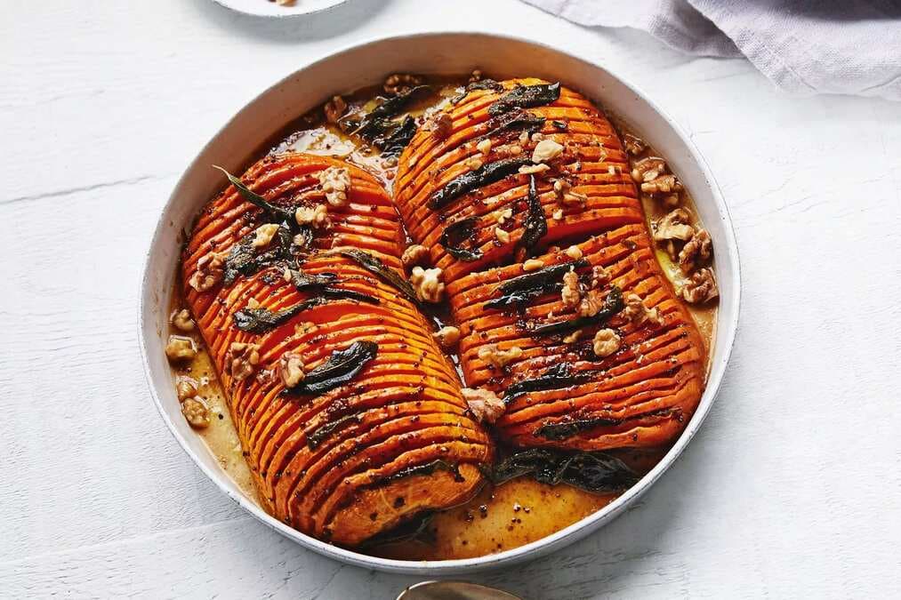 Hasselback Pumpkin With Sage And Walnuts