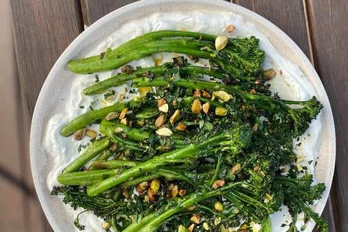 Hayden Quinn's Charred Broccolini With Goat's Cheese Sauce