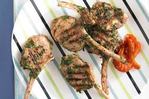 Herb-Crusted Lamb Cutlets With Tomato Chutney