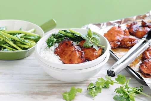 Honey Chicken With Stir-Fried Greens