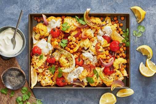 Indian Cauliflower And Chickpea Tray Bake