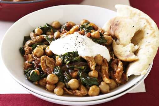 Indian Chicken Curry With Chickpeas And Spinach