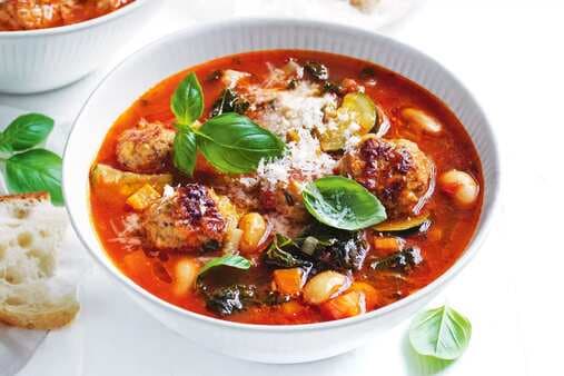 Italian-Style Vegetable And Pork Meatball Soup