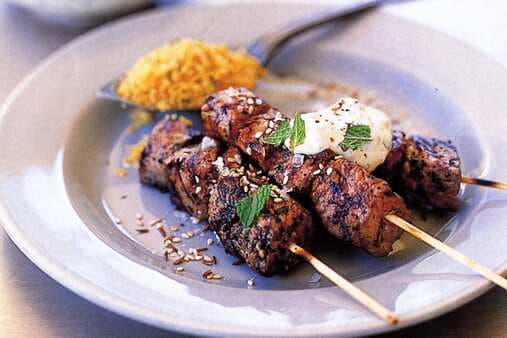 Lamb Kebabs With Couscous And Mint-Yoghurt Sauce