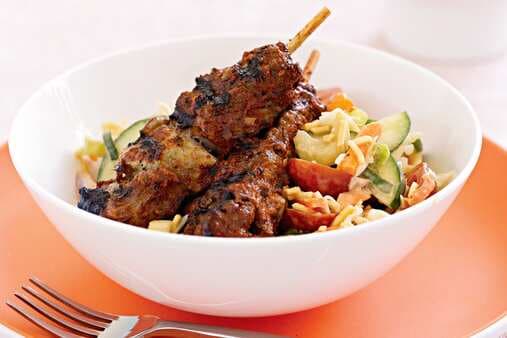 Lamb Skewers With Crunchy Salad