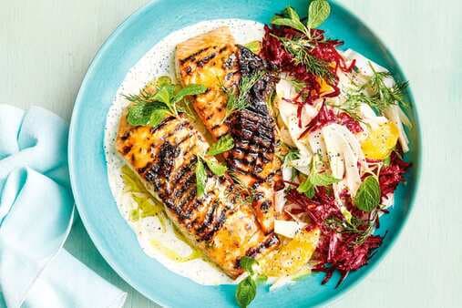 Lemon Maple Salmon With Beetroot And Fennel Slaw