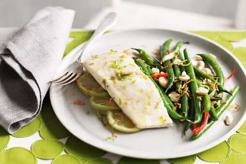 Lime-Steamed Kingfish With Beans & Ginger