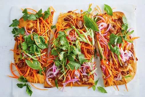 Meatball And Carrot Salad Banh Mi Pizza