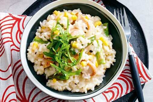 Microwave Corn And Asparagus Risotto