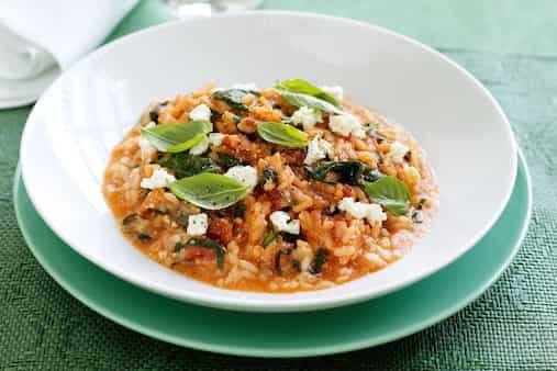 Microwave Tomato Ricotta And Spinach Risotto