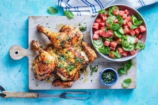 Mint And Lime Chicken With Watermelon Salad