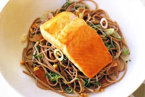 Miso-Glazed Salmon With Ginger Buckwheat Noodles