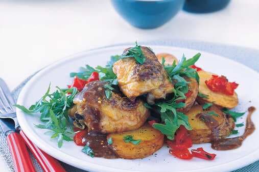 Mixed-Herb Chicken With Potatoes & Roasted-Garlic Dressing