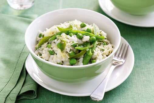Mixed Pea And Mint Microwave Risotto