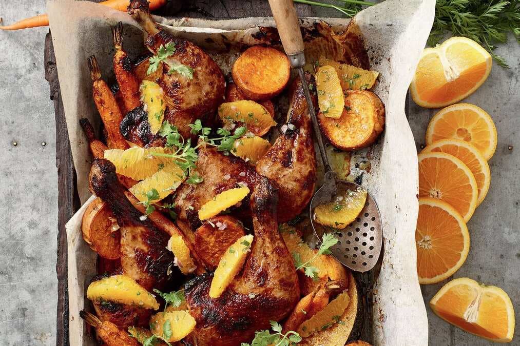 Moroccan Chicken With Sticky Roasted Vegetables