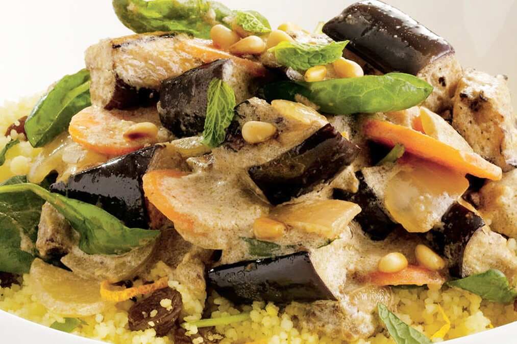 Moroccan Glazed Vegetables With Orange Mint Couscous