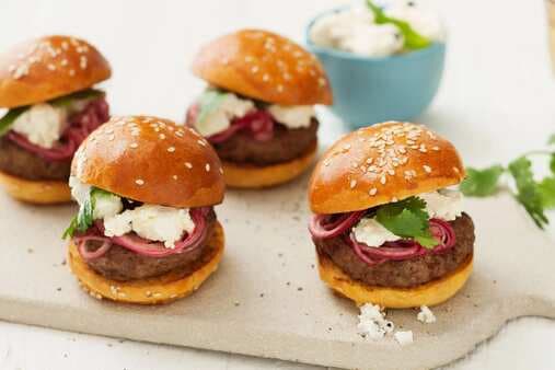 Moroccan Lamb Sliders With Feta And Pickled Red Onion