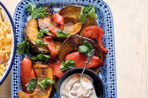 Moroccan Spiced Pumpkin Wedges With Yoghurt
