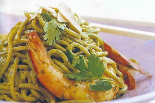 Oven-Roasted Prawns With Coriander Noodles