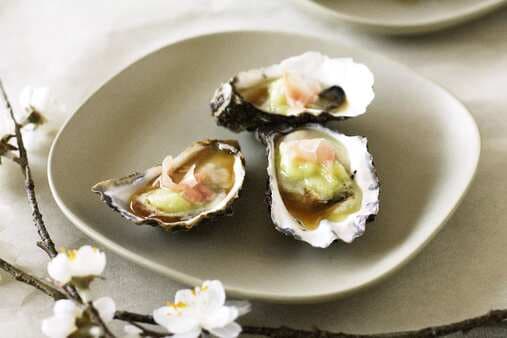 Oysters With Wasabi Granita & Pickled Ginger