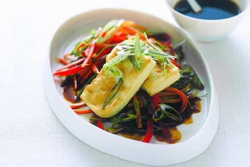 Pan-Fried Tofu With Ponzu Dressing And Shredded Vegetables